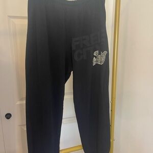Freecity Black Track Pants with Gray Logo